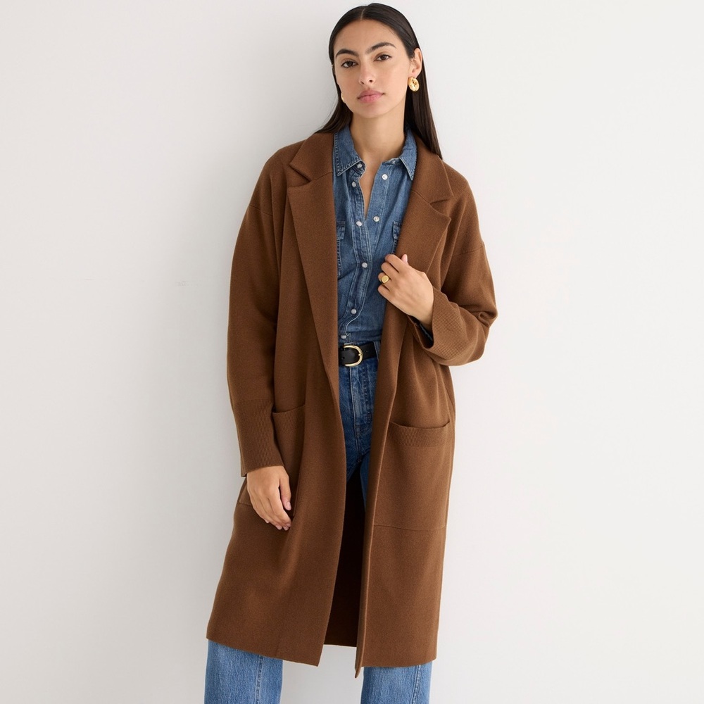 J. Crew Women's Brown Merino Wool Blend Cardigan Duster Size XXS/XS/S